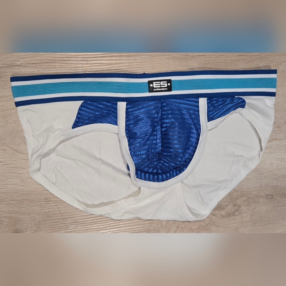 ES Collection Men's White and Blue Briefs